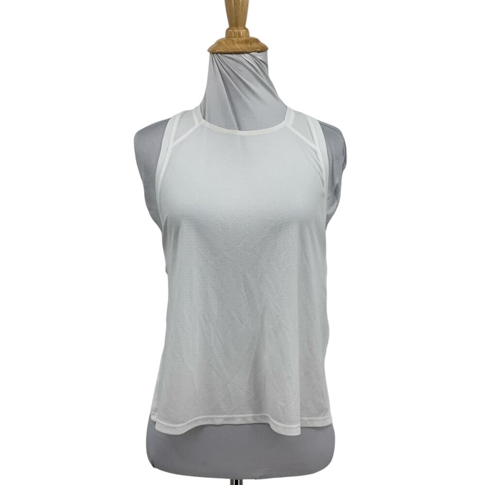 Athleta Tank Top Womens S Small White High Tech Grid Knit Split Side Racerback